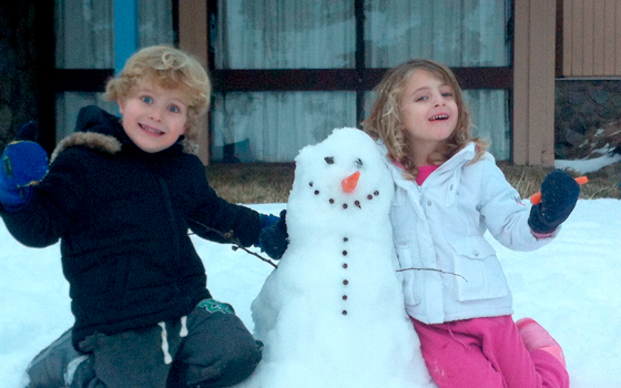 Windarra, August 2012, Jade and Noah snowman